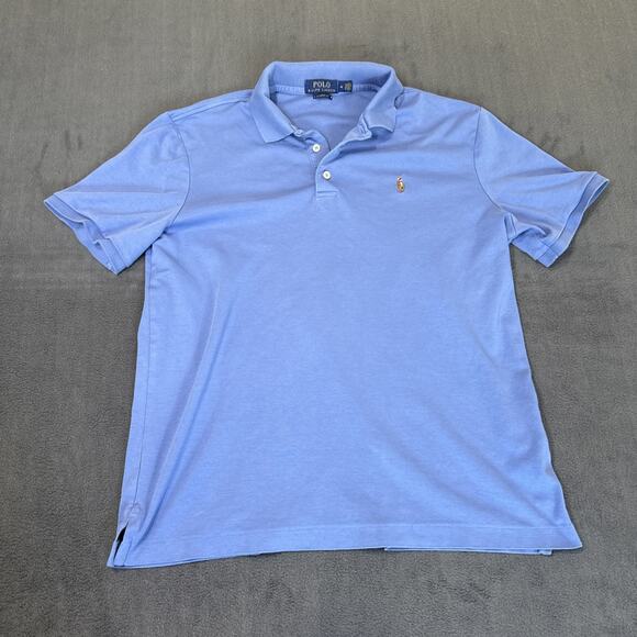 Polo Ralph Lauren Polo Aqua Blue Mens M Brown Pony Pima Soft SS - Picture 1 of 6